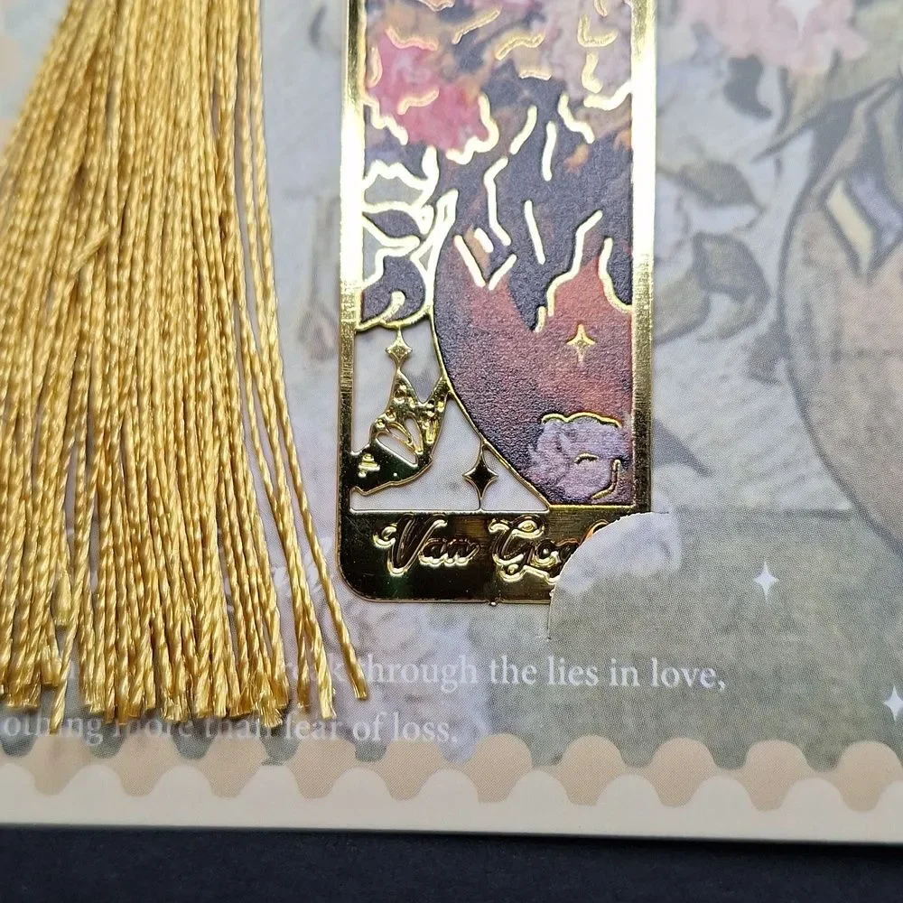 Gold Floral Bookmark with Tassel - Van Gogh Art